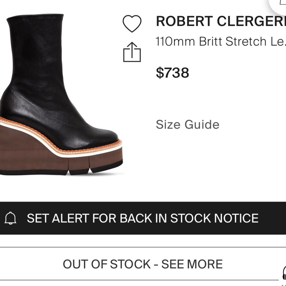 Robert Clergerie Britt Stretched Black Leather Rubber Wedged Boot Retro- 10 - Picture 10 of 10